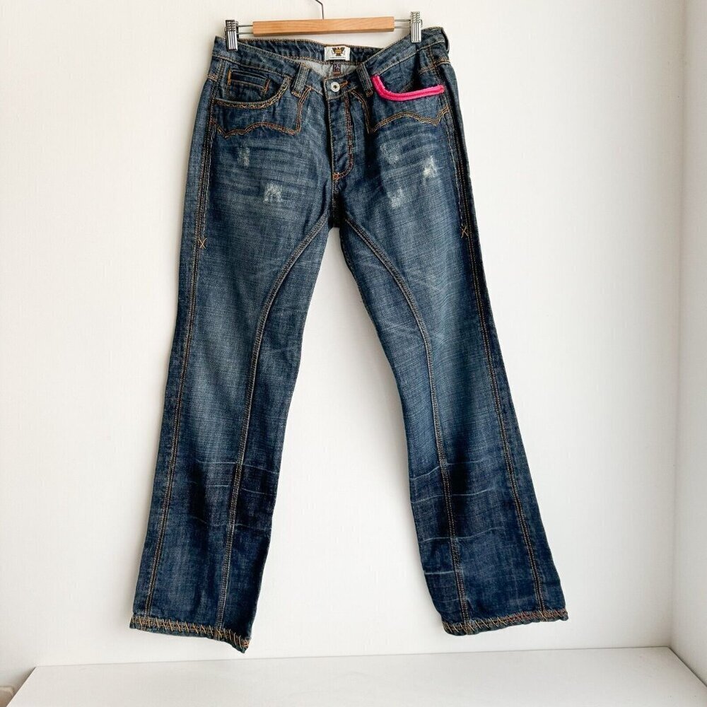 Antik Denim  Low Rise Embroidered Bootcut Jeans 33